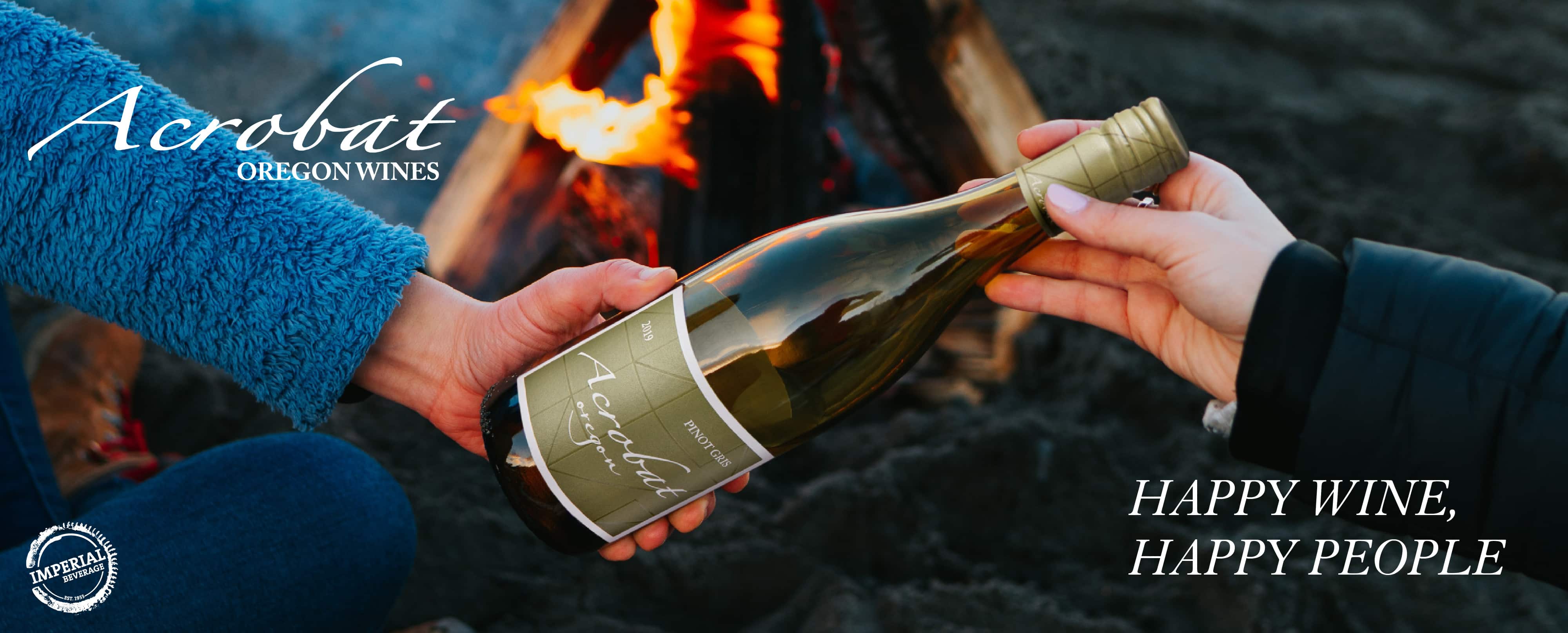 Acrobat, Wine, Pinot Gris, Happy Wine, Happy People, Campfire, Outdoors, Cool, Cold, Oregon Wine
