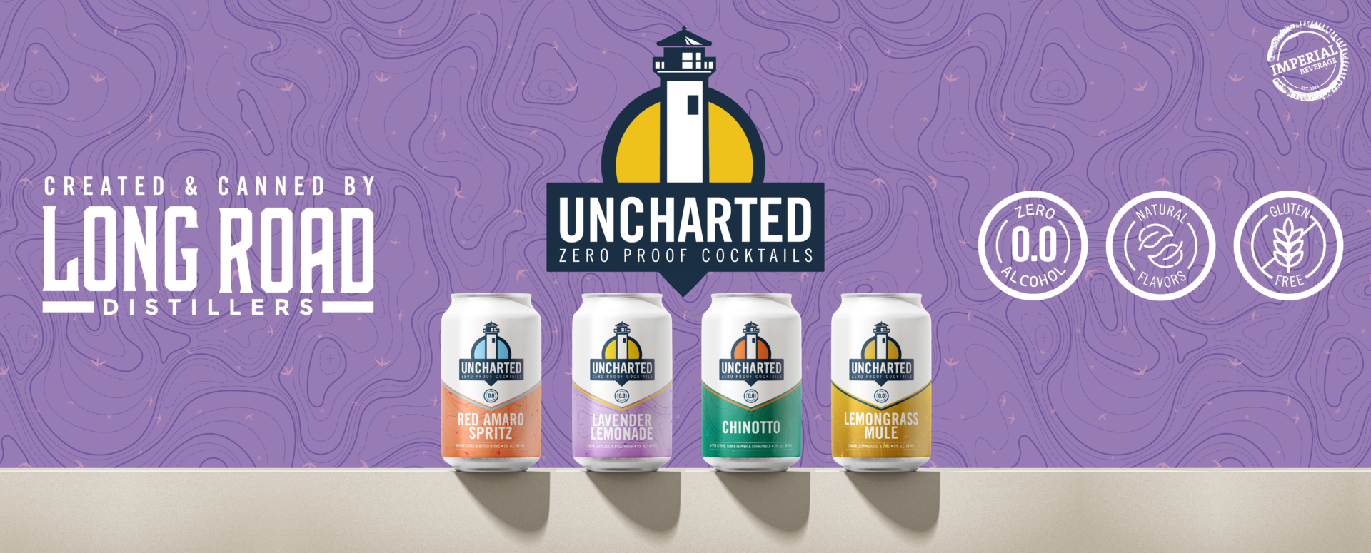 Uncharted, Long Road Distilling, N/A Cocktails, Canned Cocktails, Uncharted Zero Proof Cocktails