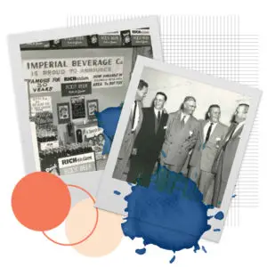 Collage featuring vintage photos of the original Imperial Beverage.